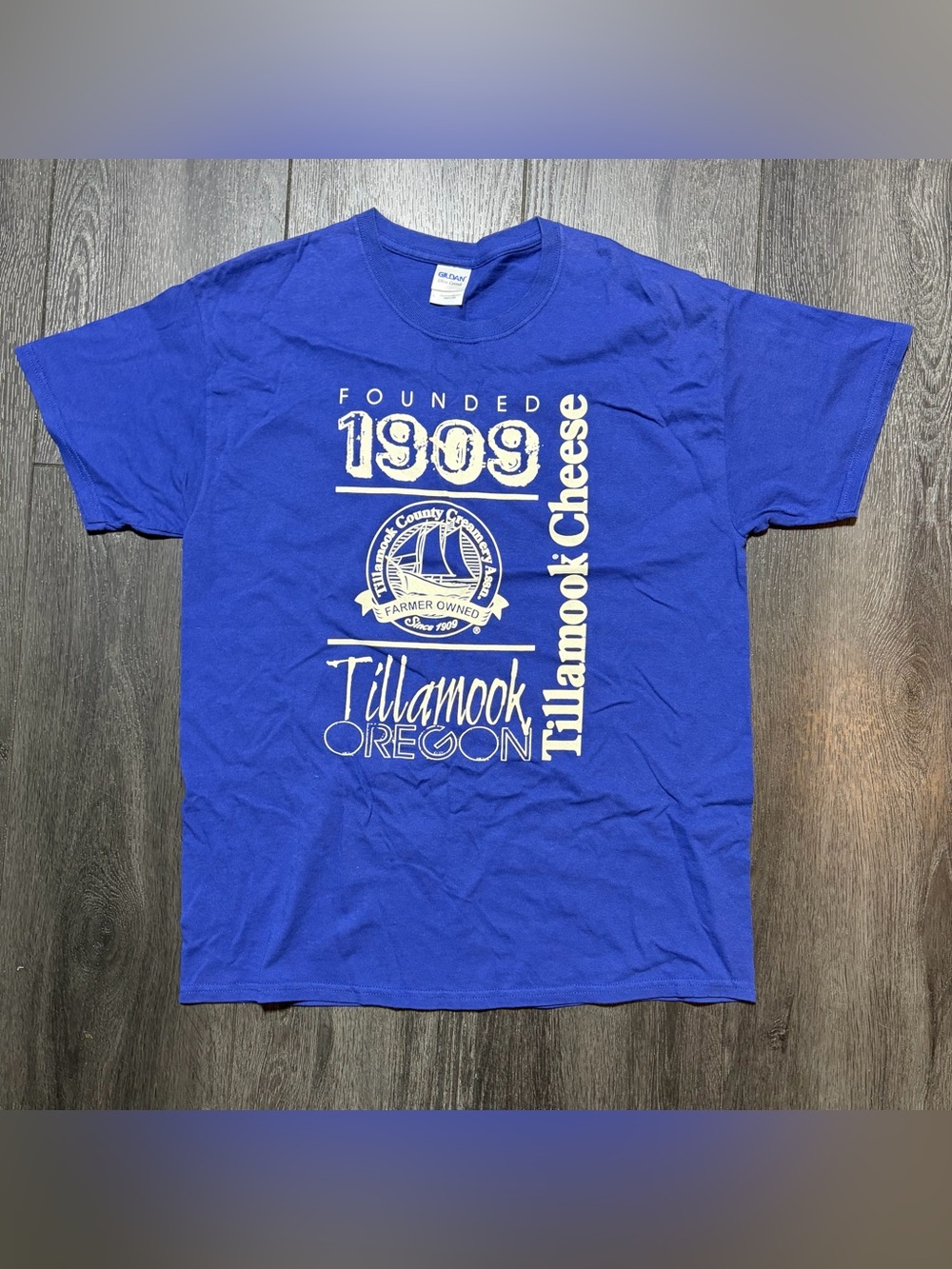 Tillamook Cheese Tillamook Oregon Founded 1909 Farmer Owned Blue T-Shirt Men’s L